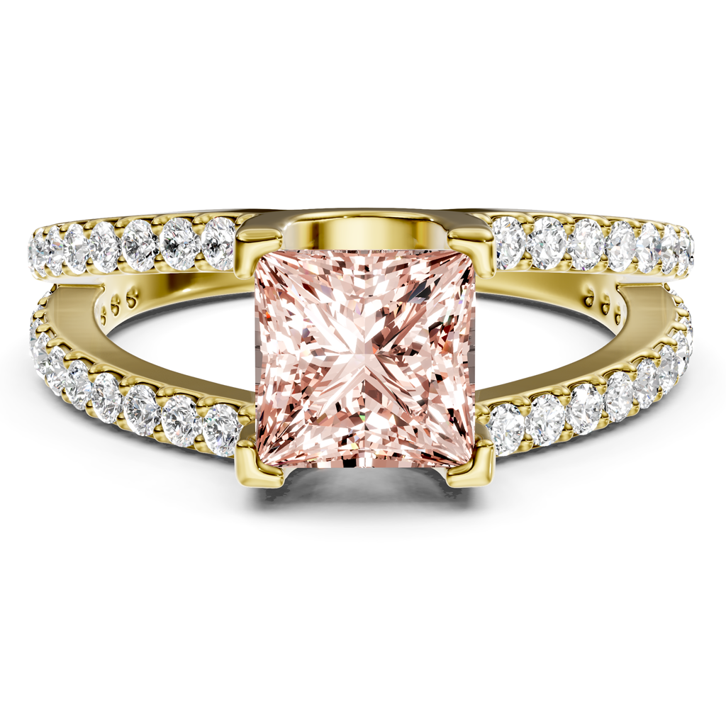 1.50-4.50 CT Princess &amp; Round Cut Fancy Pink Diamonds - Engagement Ring