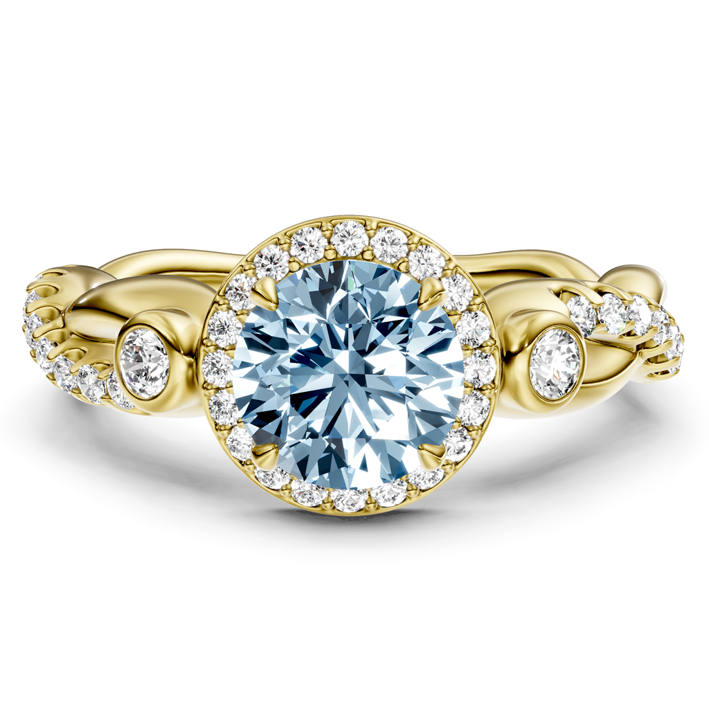 1.47-4.47 CT Round Cut Fancy Blue Diamonds - Engagement Ring