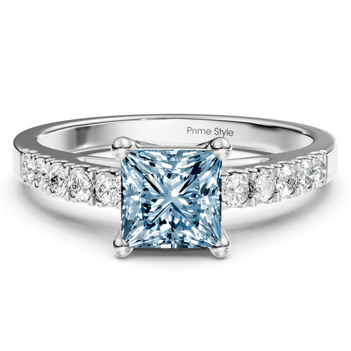 1.25 - 4.25 CT Princess & Round Cut Fancy Blue Diamonds - Engagement Ring - Primestyle.com