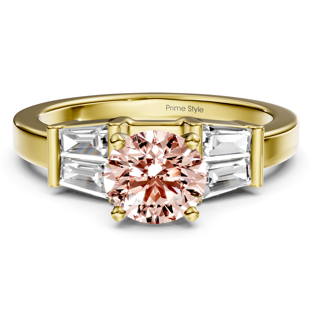 1.40-4.40 CT Round &amp; Taper Cut Fancy Pink Diamonds - Engagement Ring