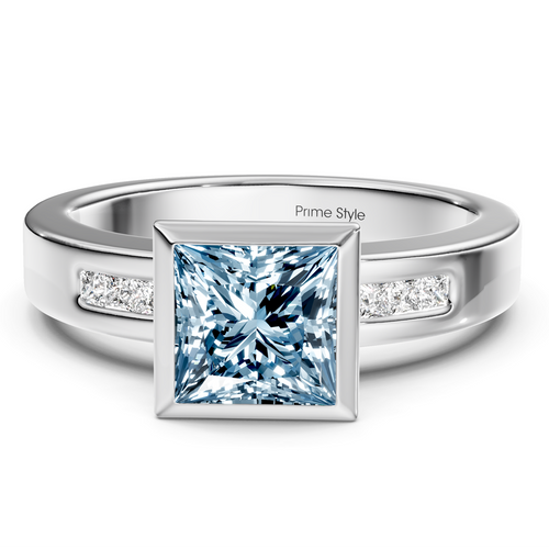 1.20-4.20 CT Princess Cut Fancy Blue Diamonds - Engagement Ring