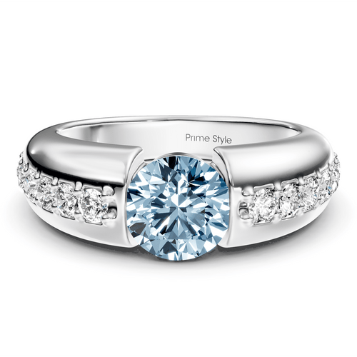 1.50 - 4.50 CT Round Cut Fancy Blue Diamonds - Engagement Ring - Primestyle.com