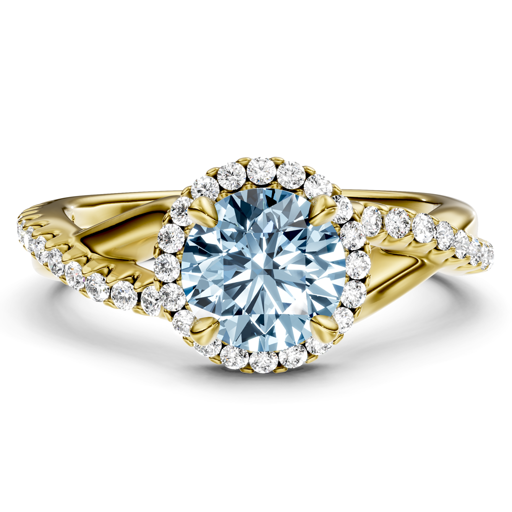 1.25-4.25 CT Round Cut Fancy Blue Diamonds - Engagement Ring