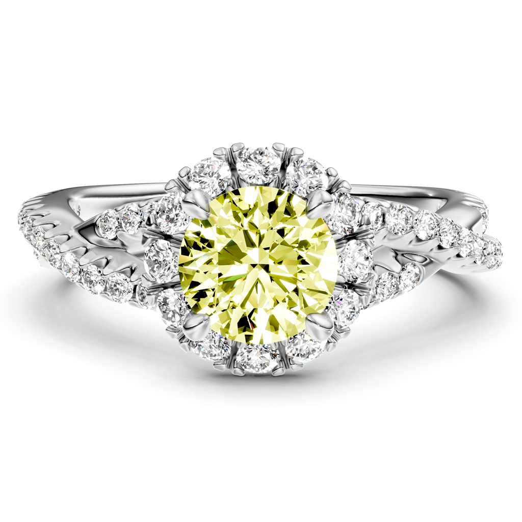 1.45-4.45 CT Round Cut Fancy Yellow Diamonds - Engagement Ring