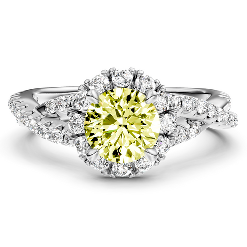 1.45-4.45 CT Round Cut Fancy Yellow Diamonds - Engagement Ring
