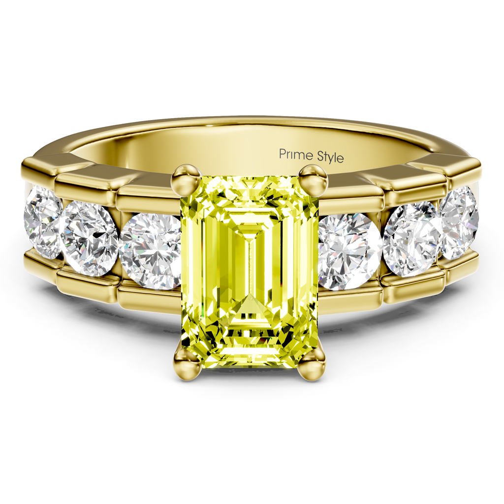 1.85-4.85 CT Princess &amp; Round Cut Fancy Yellow Diamonds - Engagement Ring