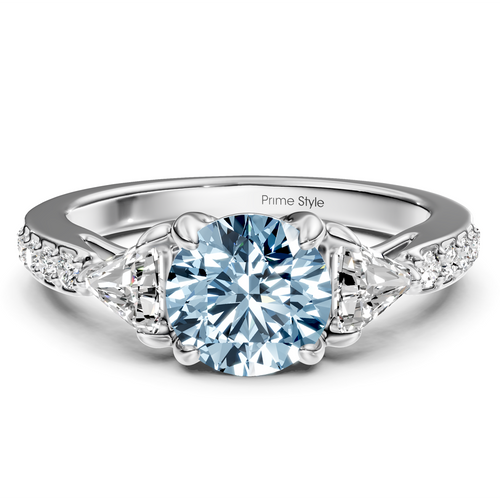 1.60-4.60 CT Round & Triangle Cut Fancy Blue Diamonds - Engagement Ring