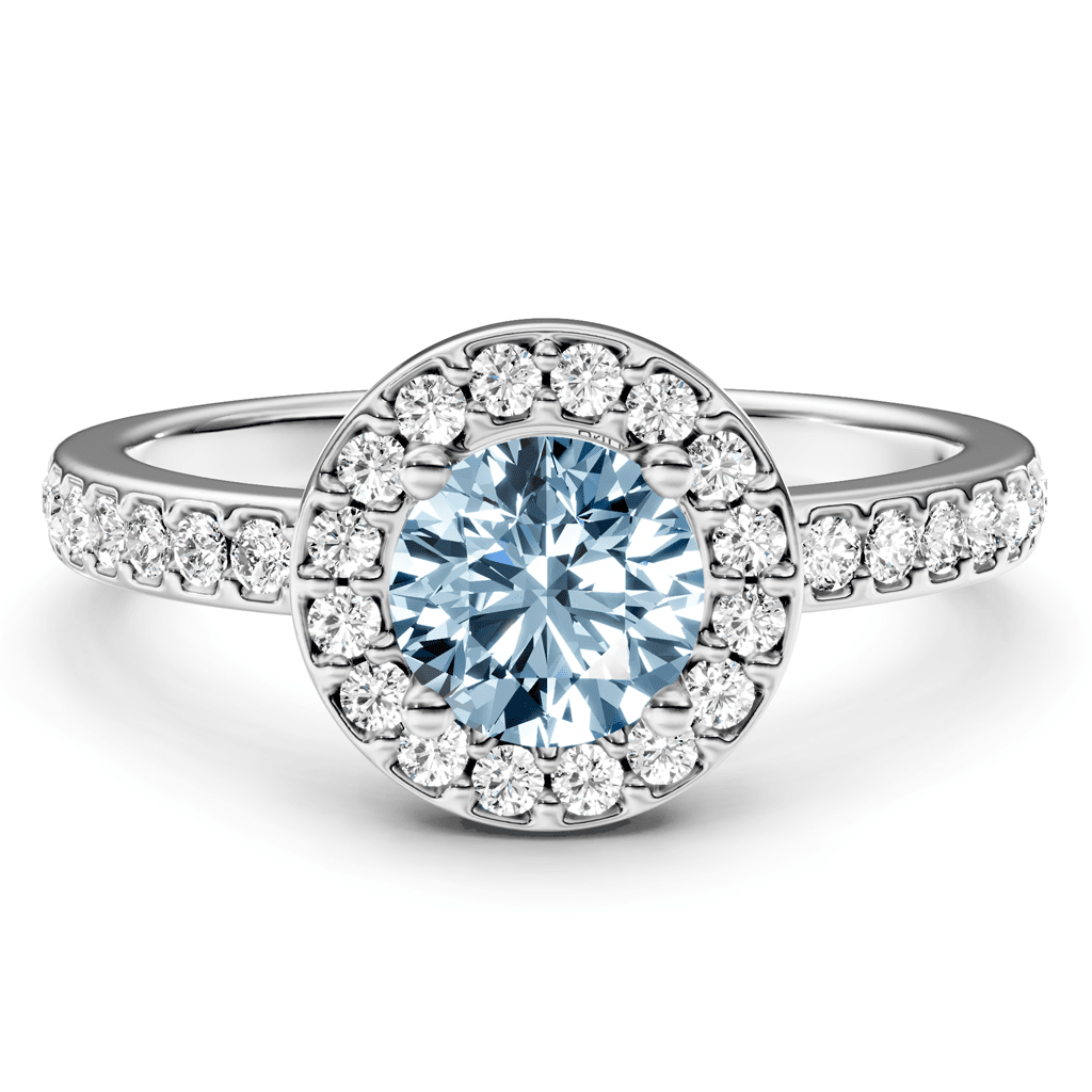 1.40-4.40 CT Round Cut Fancy Blue Diamonds - Engagement Ring