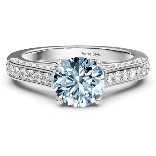 1.40 - 4.40 CT Round Cut Fancy Blue Diamonds - Engagement Ring - Primestyle.com