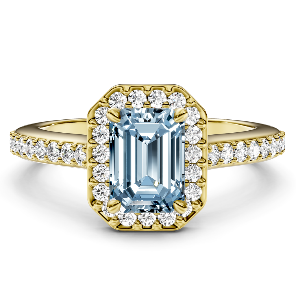 1.30-4.30 CT Emerald &amp; Round Cut Fancy Blue Diamonds - Engagement Ring