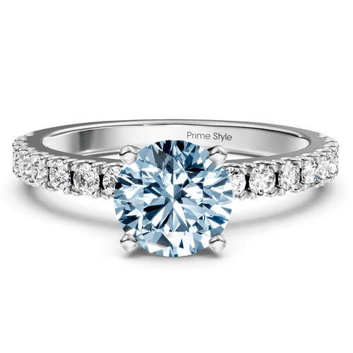 1.40 - 4.40 CT Round Cut Fancy Blue Diamonds - Engagement Ring - Primestyle.com