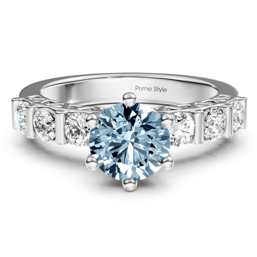 1.60 - 4.60 CT Round Cut Fancy Blue Diamonds - Engagement Ring - Primestyle.com