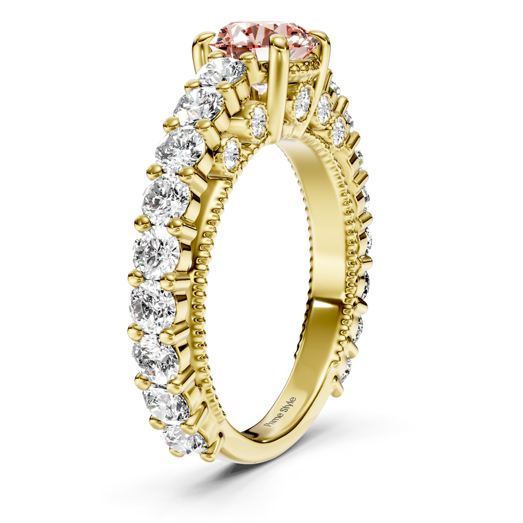 2.70-5.70 CT Round Cut Fancy Pink Diamonds - Engagement Ring