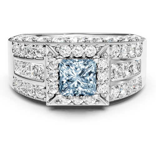 3.45 - 6.45 CT Princess & Round Cut Fancy Blue Diamonds - Engagement Ring - Primestyle.com