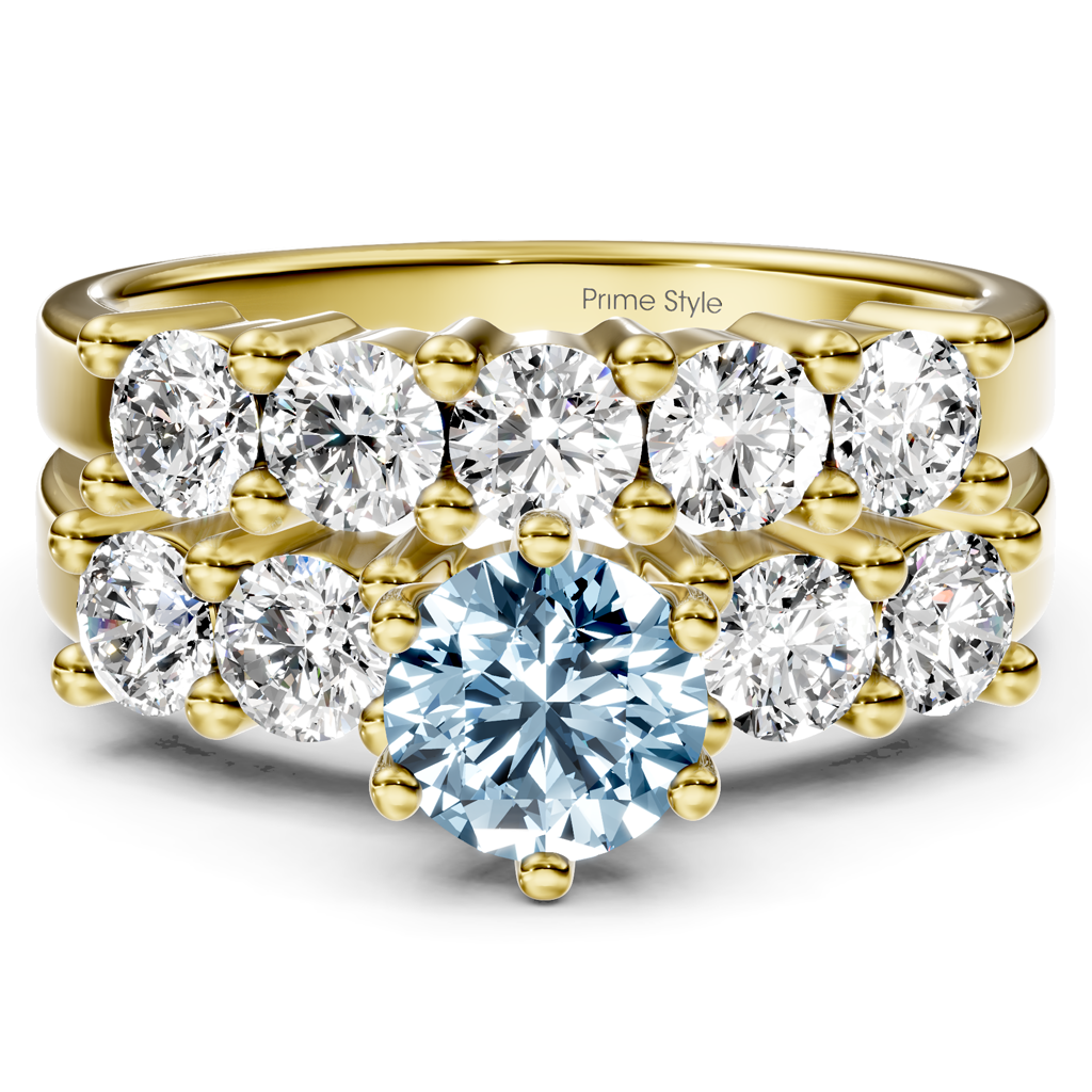 2.40-5.40 CT Round Cut Fancy Blue Diamonds - Bridal Set