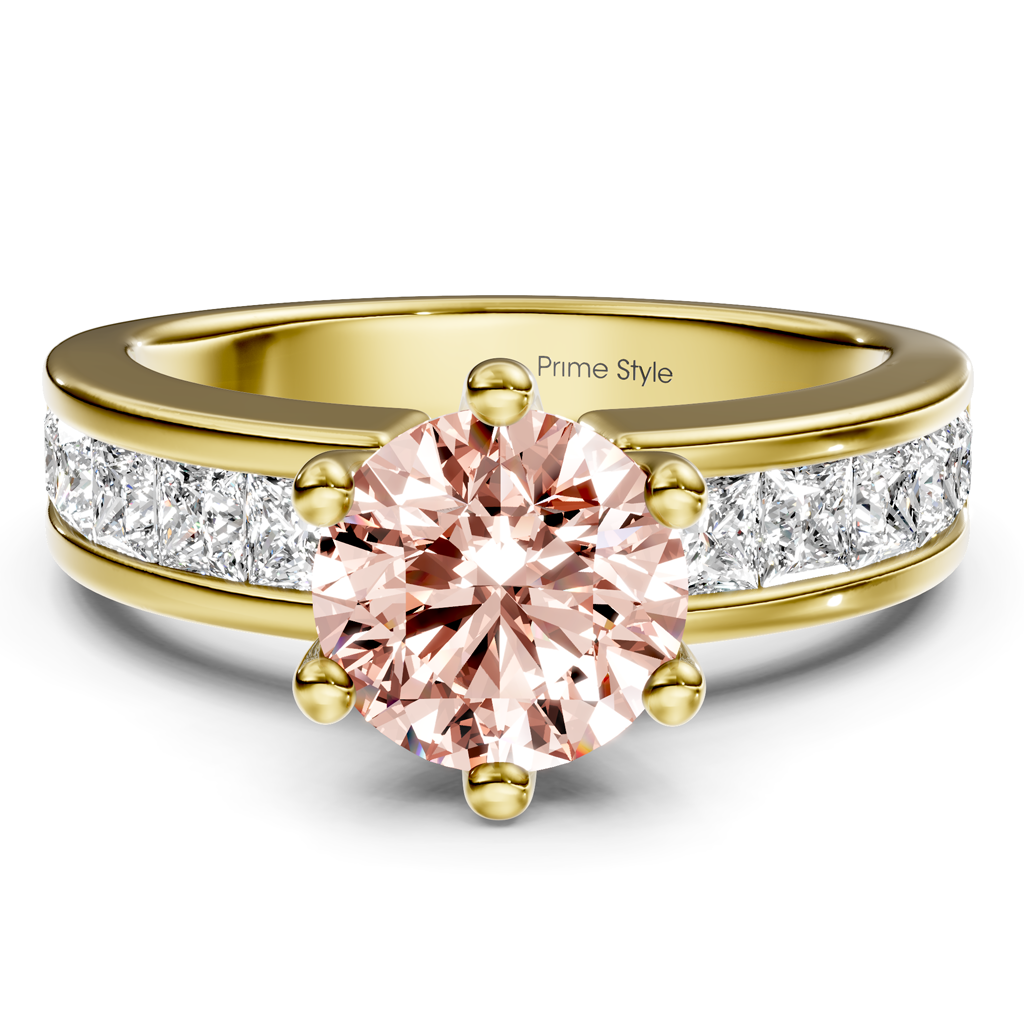 1.90-4.90 CT Princess &amp; Round Cut Fancy Pink Diamonds - Engagement Ring