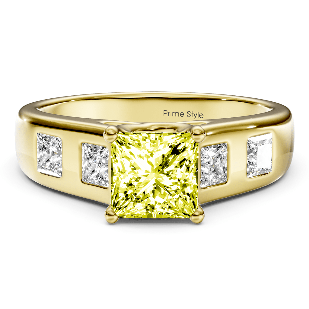 1.50 - 4.50 CT Princess Cut Fancy Yellow Diamonds - Engagement Ring - Primestyle.com