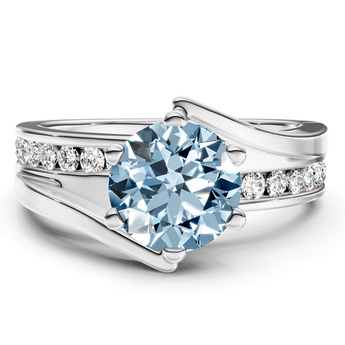 1.35-4.35 CT Round Cut Fancy Blue Diamonds - Engagement Ring