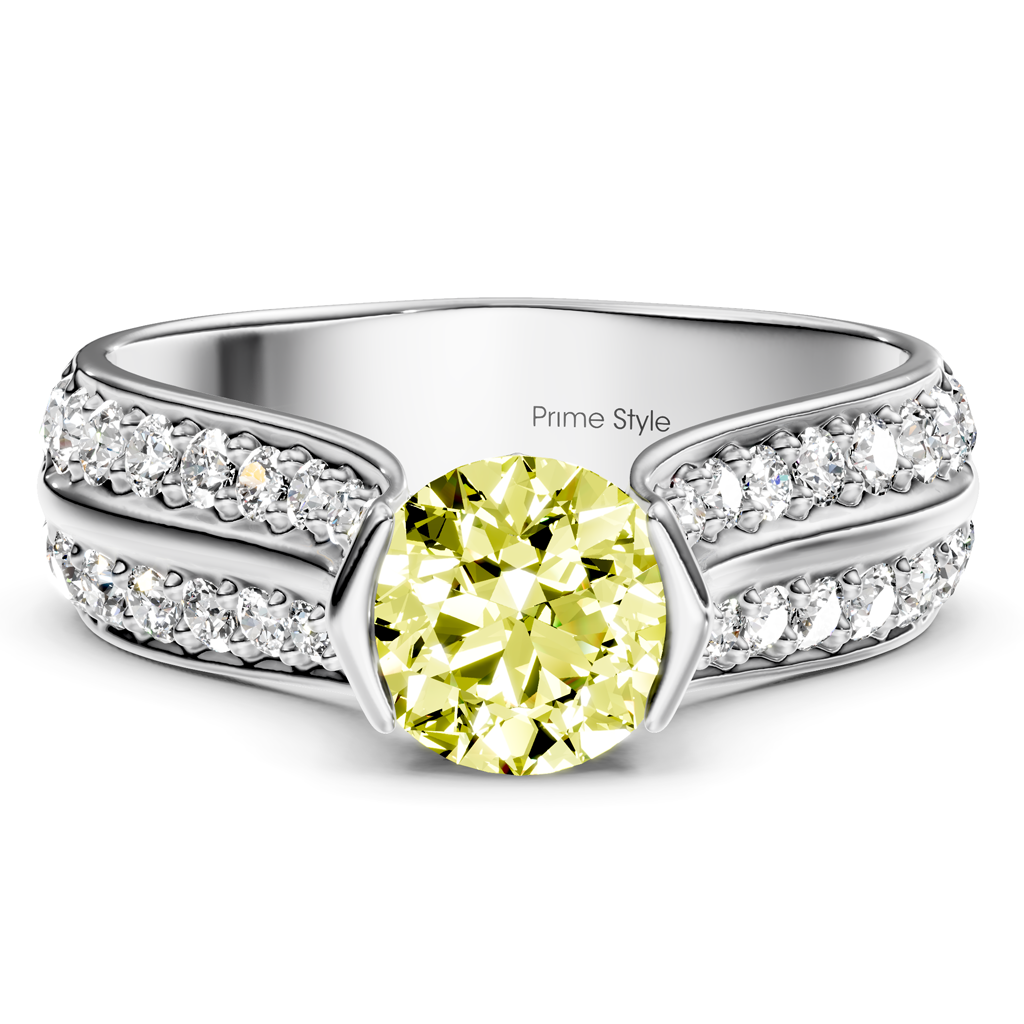 1.65-4.65 CT Round Cut Fancy Yellow Diamonds - Engagement Ring