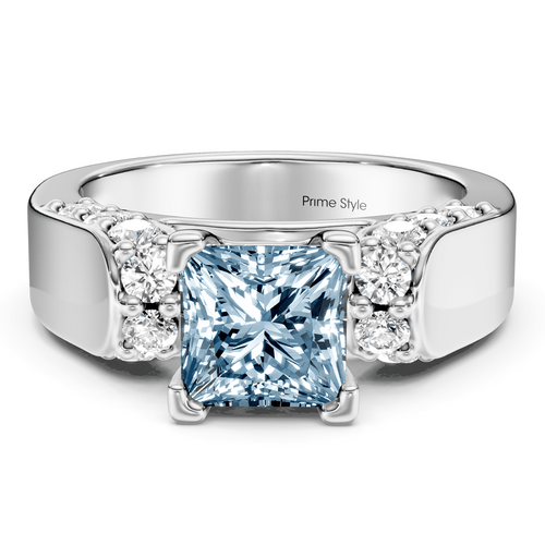 1.65 - 4.65 CT Princess & Round Cut Fancy Blue Diamonds - Engagement Ring - Primestyle.com