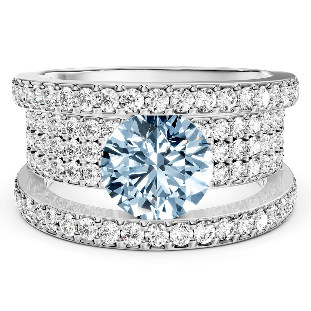 2.80-5.80 CT Round Cut Fancy Blue Diamonds - Engagement Ring