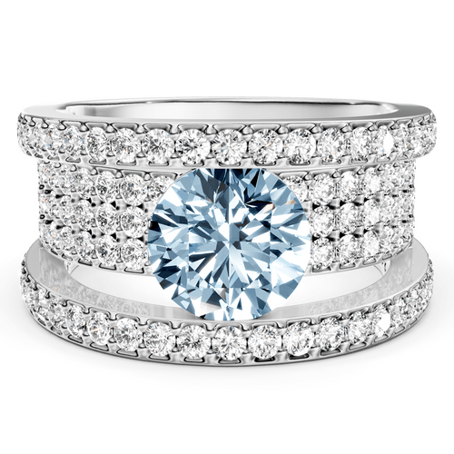2.80 - 5.80 CT Round Cut Fancy Blue Diamonds - Engagement Ring - Primestyle.com