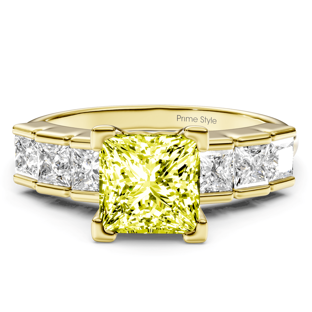 1.80 - 4.80 CT Princess Cut Fancy Yellow Diamonds - Engagement Ring - Primestyle.com