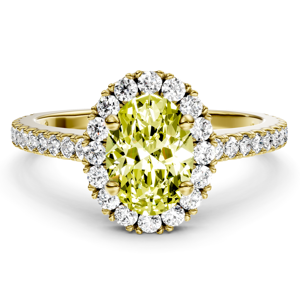1.37-4.37 CT Oval &amp; Round Cut Fancy Yellow Diamonds - Engagement Ring