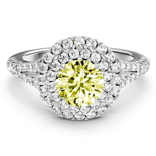 1.49-4.49 CT Round Cut Fancy Yellow Diamonds - Engagement Ring