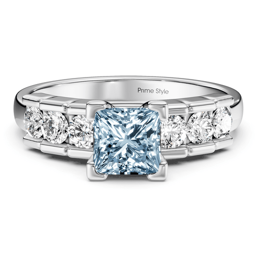 1.60 - 4.60 CT Princess & Round Cut Fancy Blue Diamonds - Engagement Ring - Primestyle.com