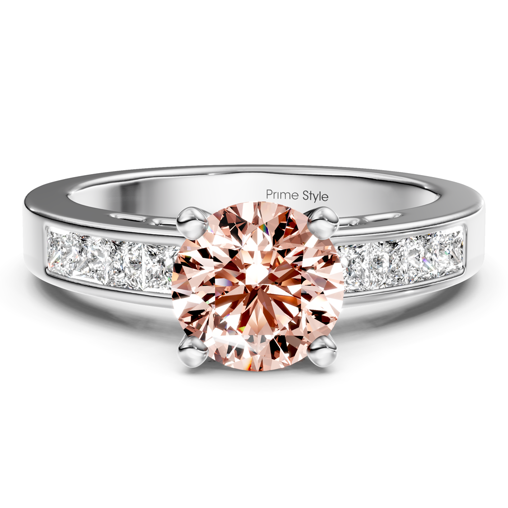 1.50-4.50 CT Princess &amp; Round Cut Fancy Pink Diamonds - Engagement Ring