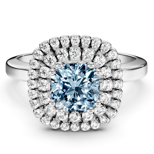 1.34-4.34 CT Cushion & Round Cut Fancy Blue Diamonds - Engagement Ring