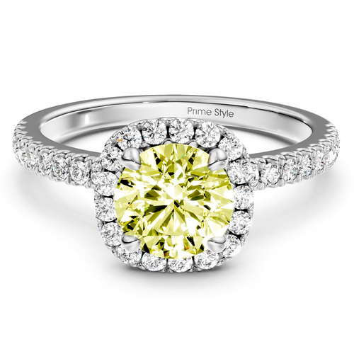 1.40-4.40 CT Round Cut Fancy Yellow Diamonds - Engagement Ring