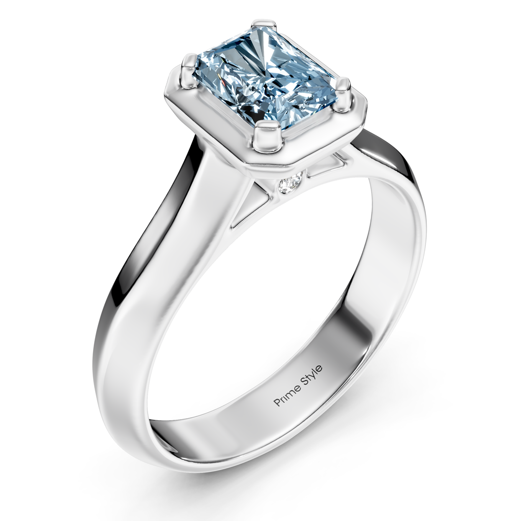 1.02-4.02 CT Radiant & Round Cut Fancy Blue Diamonds - Engagement Ring