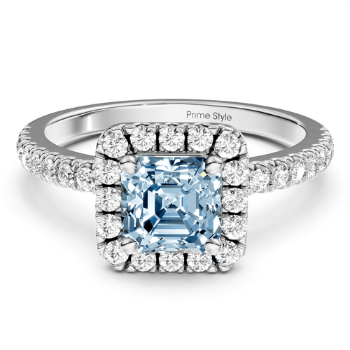 1.45 - 4.45 CT Ascher & Round Cut Fancy Blue Diamonds - Engagement Ring - Primestyle.com