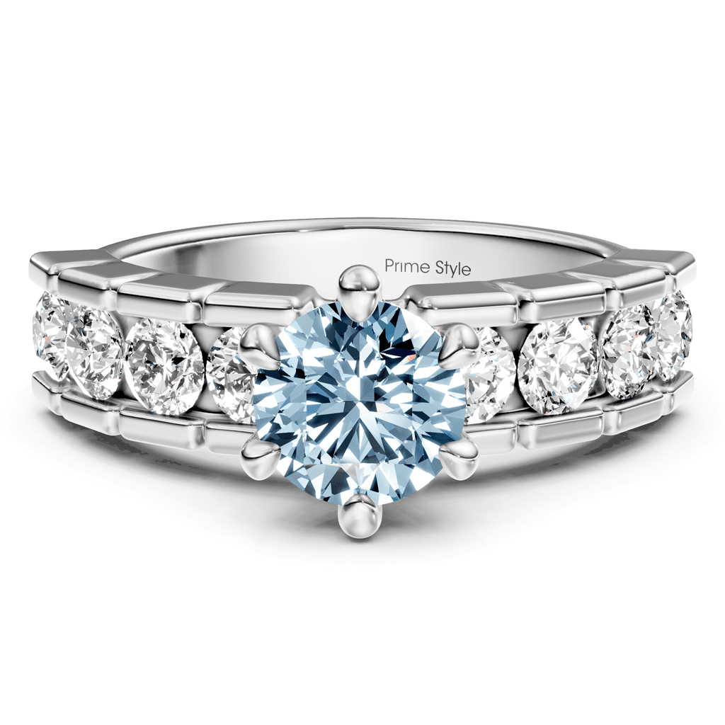 2.05-5.05 CT Round Cut Fancy Blue Diamonds - Engagement Ring