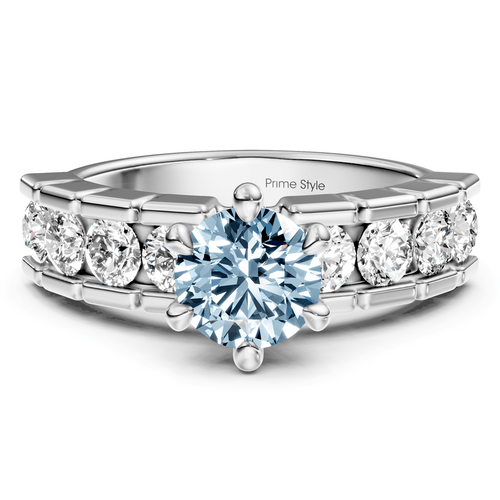 2.05 - 5.05 CT Round Cut Fancy Blue Diamonds - Engagement Ring - Primestyle.com