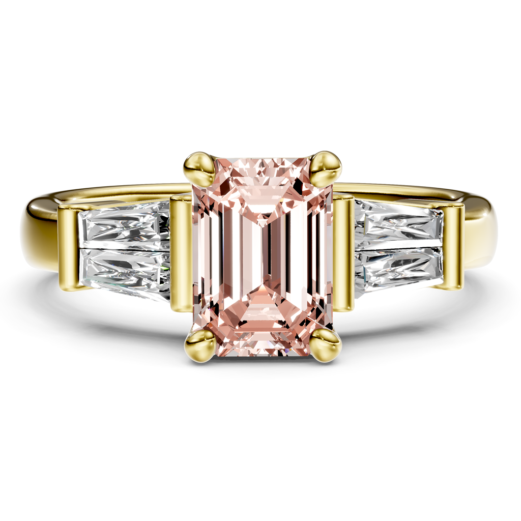 1.40-4.40 CT Emerald &amp; Taper Cut Fancy Pink Diamonds - Engagement Ring