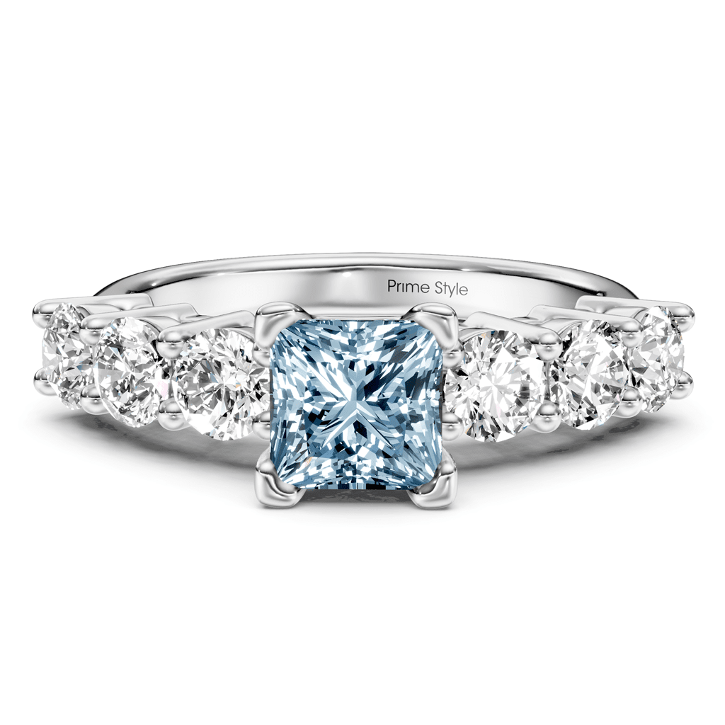 2.60-5.60 CT Round Cut Fancy Blue Diamonds - Engagement Ring
