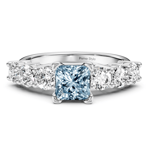 2.60 - 5.60 CT Round Cut Fancy Blue Diamonds - Engagement Ring - Primestyle.com