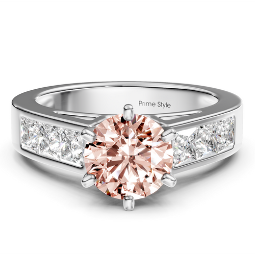 2.05-5.05 CT Princess & Round Cut Fancy Pink Diamonds - Engagement Ring