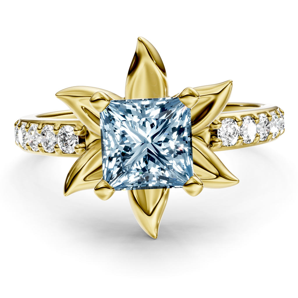 1.25-4.25 CT Princess &amp; Round Cut Fancy Blue Diamonds - Engagement Ring