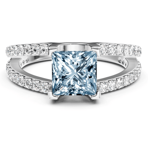 1.50 - 4.50 CT Princess & Round Cut Fancy Blue Diamonds - Engagement Ring - Primestyle.com