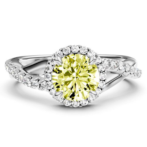 1.25-4.25 CT Round Cut Fancy Yellow Diamonds - Engagement Ring