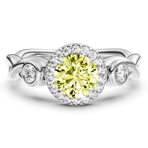 1.27-4.27 CT Round Cut Fancy Yellow Diamonds - Engagement Ring