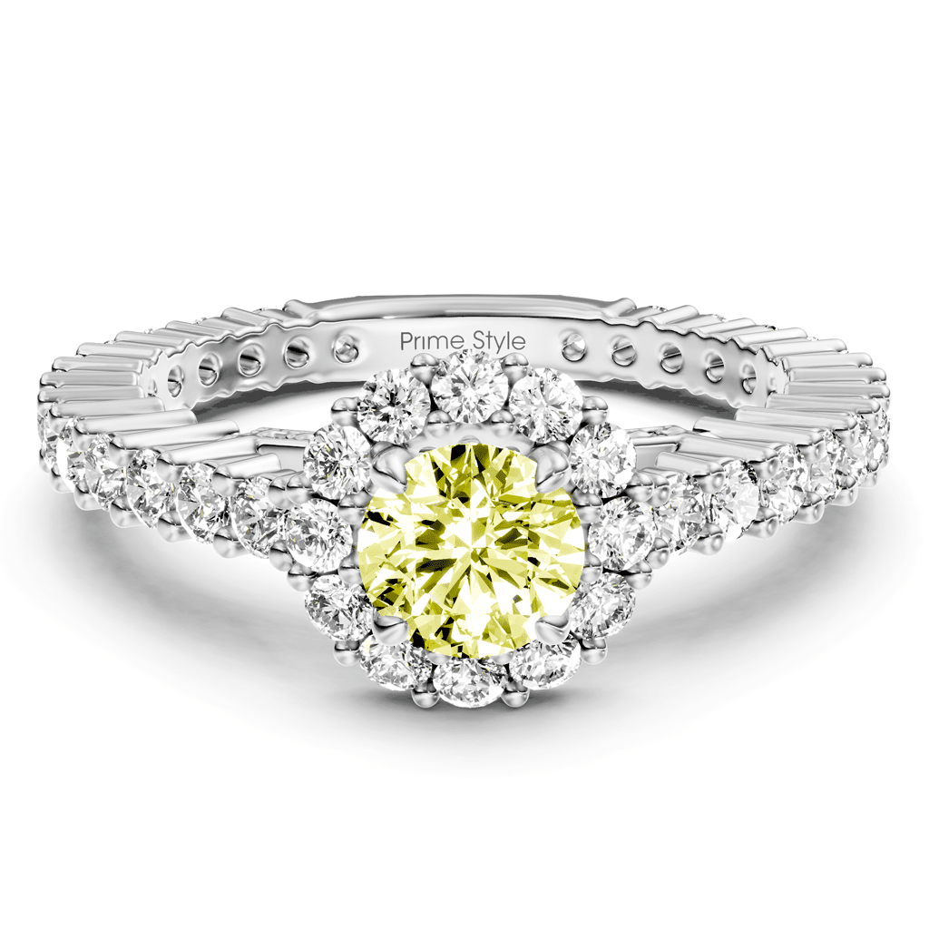 1.85 - 4.85 CT Round Cut Fancy Yellow Diamonds - Engagement Ring - Primestyle.com
