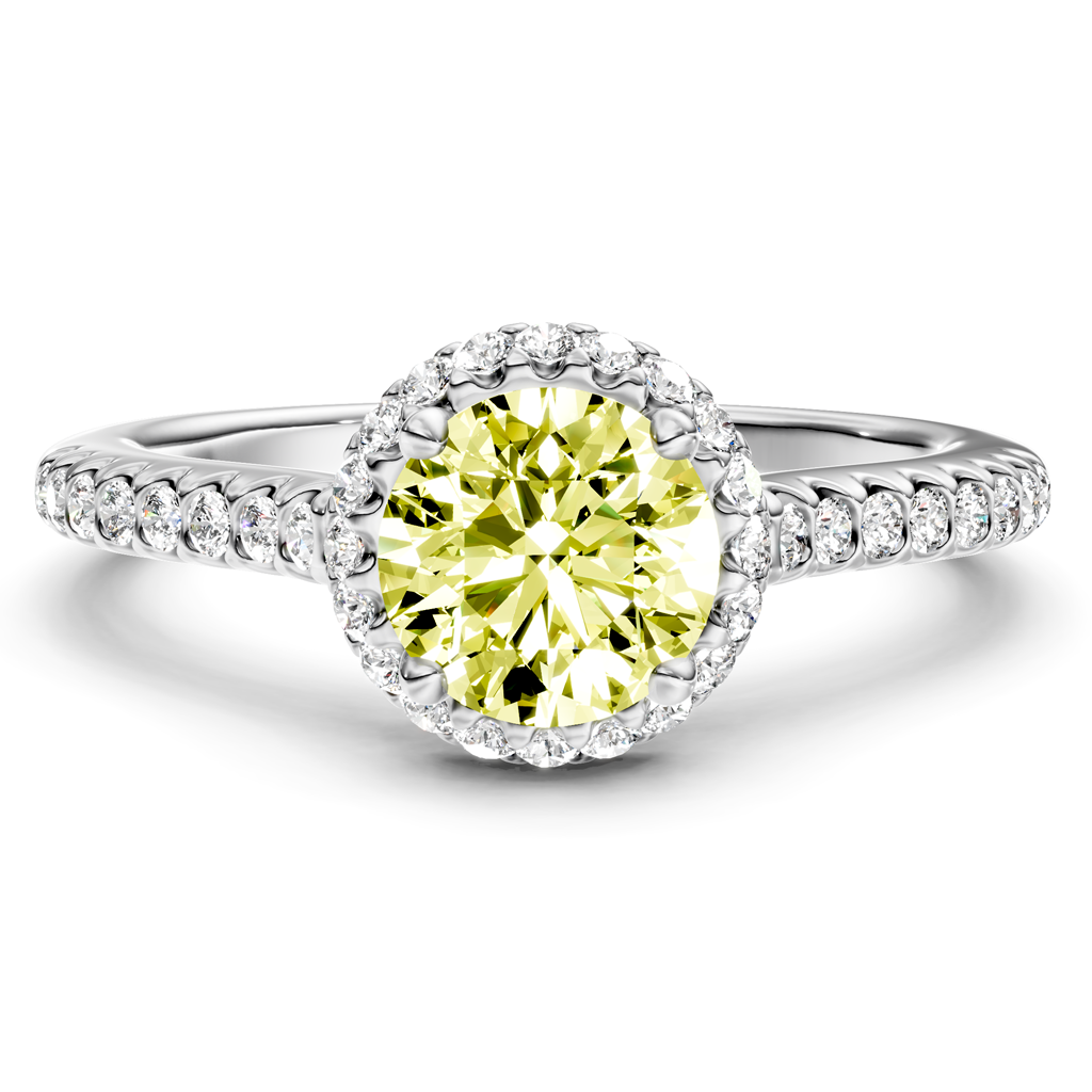 1.30-4.30 CT Round Cut Fancy Yellow Diamonds - Engagement Ring
