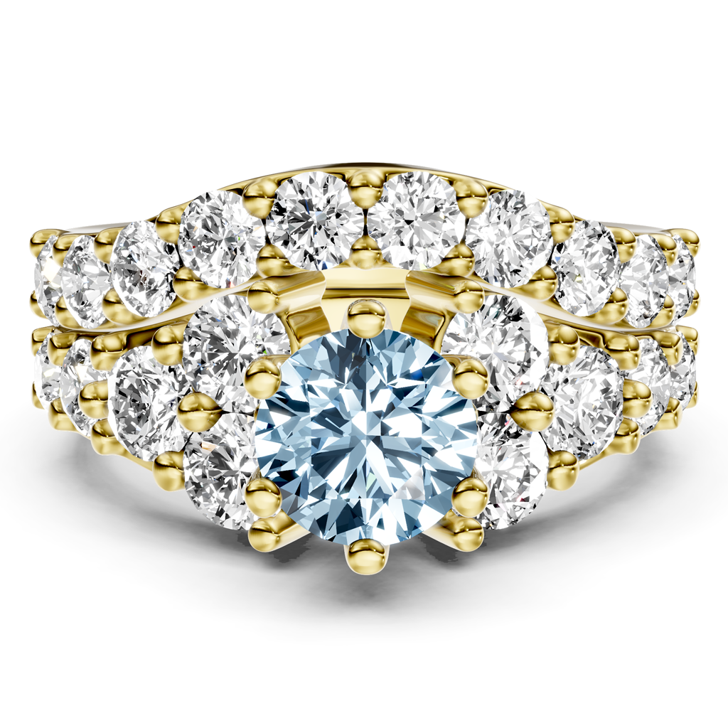 3.55-6.55 CT Round Cut Fancy Blue Diamonds - Bridal Set