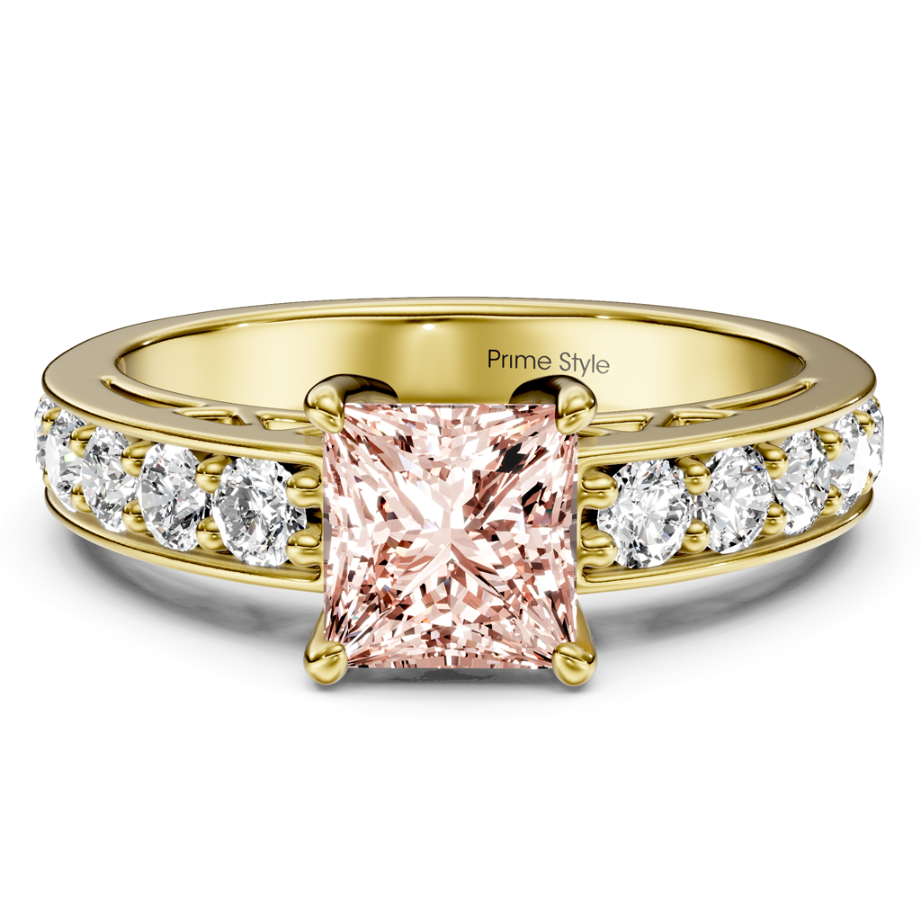 1.50-4.50 CT Princess &amp; Round Cut Fancy Pink Diamonds - Engagement Ring