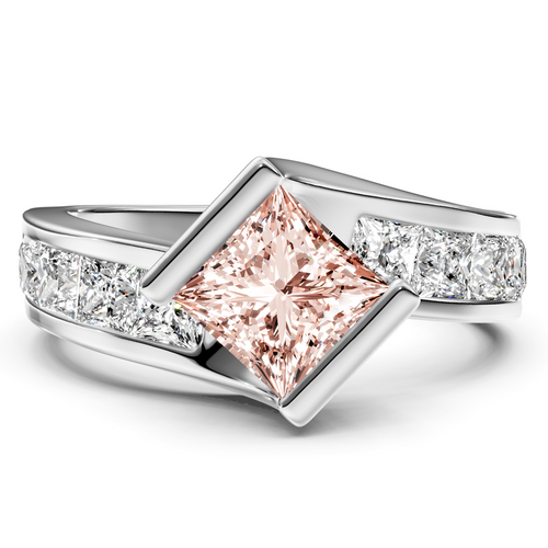 2.60-5.60 CT Princess Cut Fancy Pink Diamonds - Engagement Ring